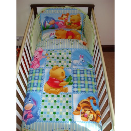 Disney Winnie the Pooh Follow the Leader Bedding Set for Cot or Cotbed Green (Cot - 120 x 60cm)