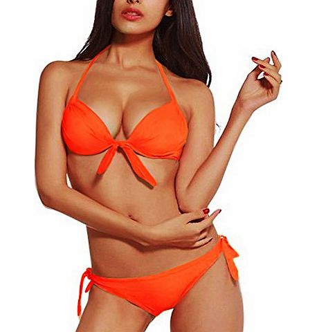 DJT Hot 2PCS Ladys Sexy Push Up Padded Swimwear Bathing Suit Bikini Set Orange Size Orange Size M 10