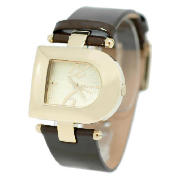 dkny LADIES BROWN GOLD D FACE WATCH