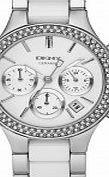 DKNY Ladies Chambers Cerami Silver Chronograph