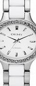 DKNY Ladies Chambers Ceramic White Silver Watch