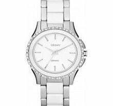DKNY Ladies Chambers White Silver Watch