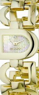 DKNY Ladies IP Bracelet Watch With D Shape Dial Gold Dial