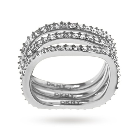 Ladies Steel and Cubic Zirconia Ring - Size