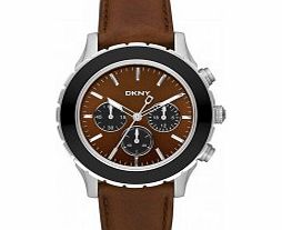 DKNY Mens Sport Brown Leather Watch