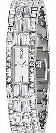 DKNY NY3715 Ladies Stainless Crystal Set Bangle and Silver Dial Watch