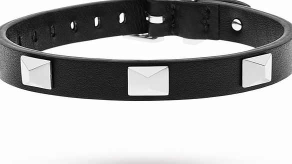 DKNY Parsons White Leather Stud Bracelet.