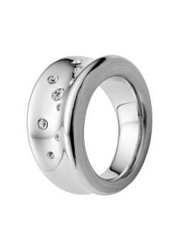 Steel and Stone Set Sculptured Ring - Size