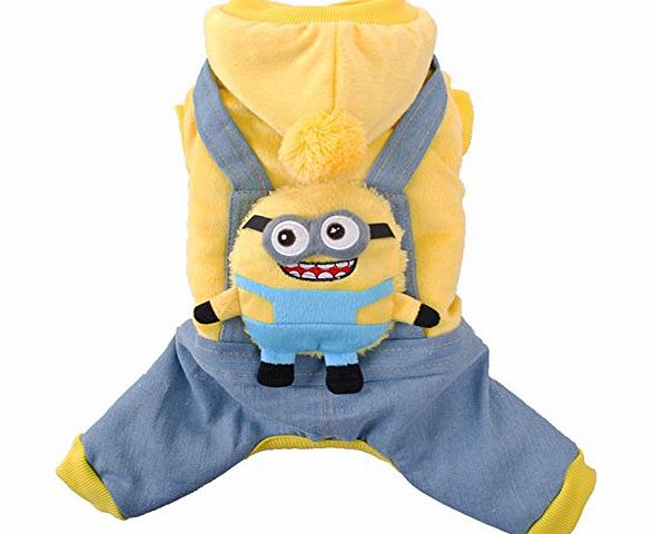 Dler Despicable 2 Minions Pet Dog Cat Dress up Costume Warm Hoodies with Bag Clothing Clothes Coat for Teddy Pomeranian Poodle Apparel Yellow Medium Size