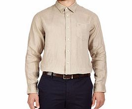 Beige linen long-sleeved shirt