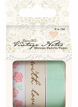 Papermania Vintage Notes Woven Fabric Tapes,