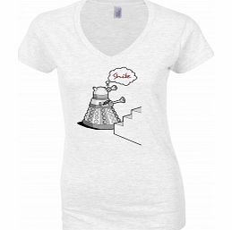 Dalek vs Stairs White Womens T-Shirt