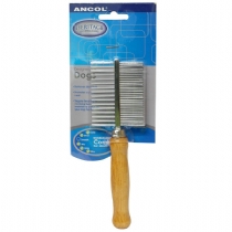 Ancol Double Sided Wood Handle Comb Single