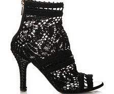Black lace crochet ankle boots