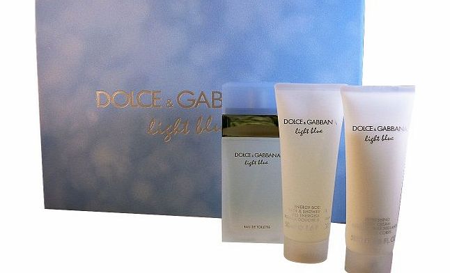 Damp;G Light Blue Gift Set: 50ml edt, 50ml refreshing body cream amp; 50ml energy body bath amp; shower gel