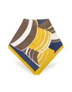 Dolce and Gabbana Blue and Yellow Printed Silk Square Scarf