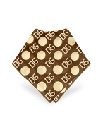 Brown and Beige Dots Logoed Chiffon Silk Bandana