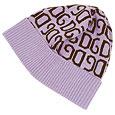 Logoed Lilac and Brown Knit Skull Cap