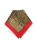 Dolce and Gabbana Signature Frame Leopard Printed Silk Square Scarf