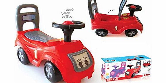Dolu Sit and Ride On Red Car Vehicle Toy with Storage under the seat Childrens Push Along