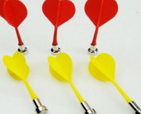 Domire 6 Pcs Bullseye Target Red Yellow Plastic Wing Magnetic Darts Needle