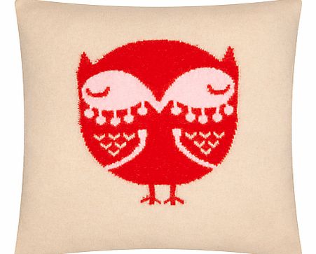 Owl Cushion, Beige/Red
