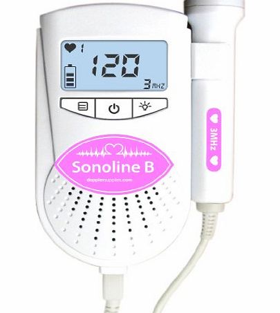 Sonoline B Professional Baby Fetal Doppler Heart Monitor 3Mhz Backlit LCD Display PINK EDITION + 20ml Ultrasound Gel
