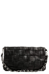 Thatched Effect Clutch Bag with Chain Straps