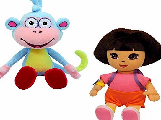 Dora the Explorer Ty Beanie Baby - Dora the Explorer and her Monkey Boots Plush Pair of Cuddly Collectable Toys