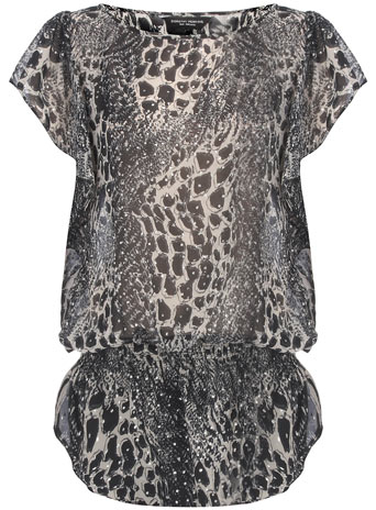 Dorothy Perkins Animal glitter ruffle blouse DP05199835