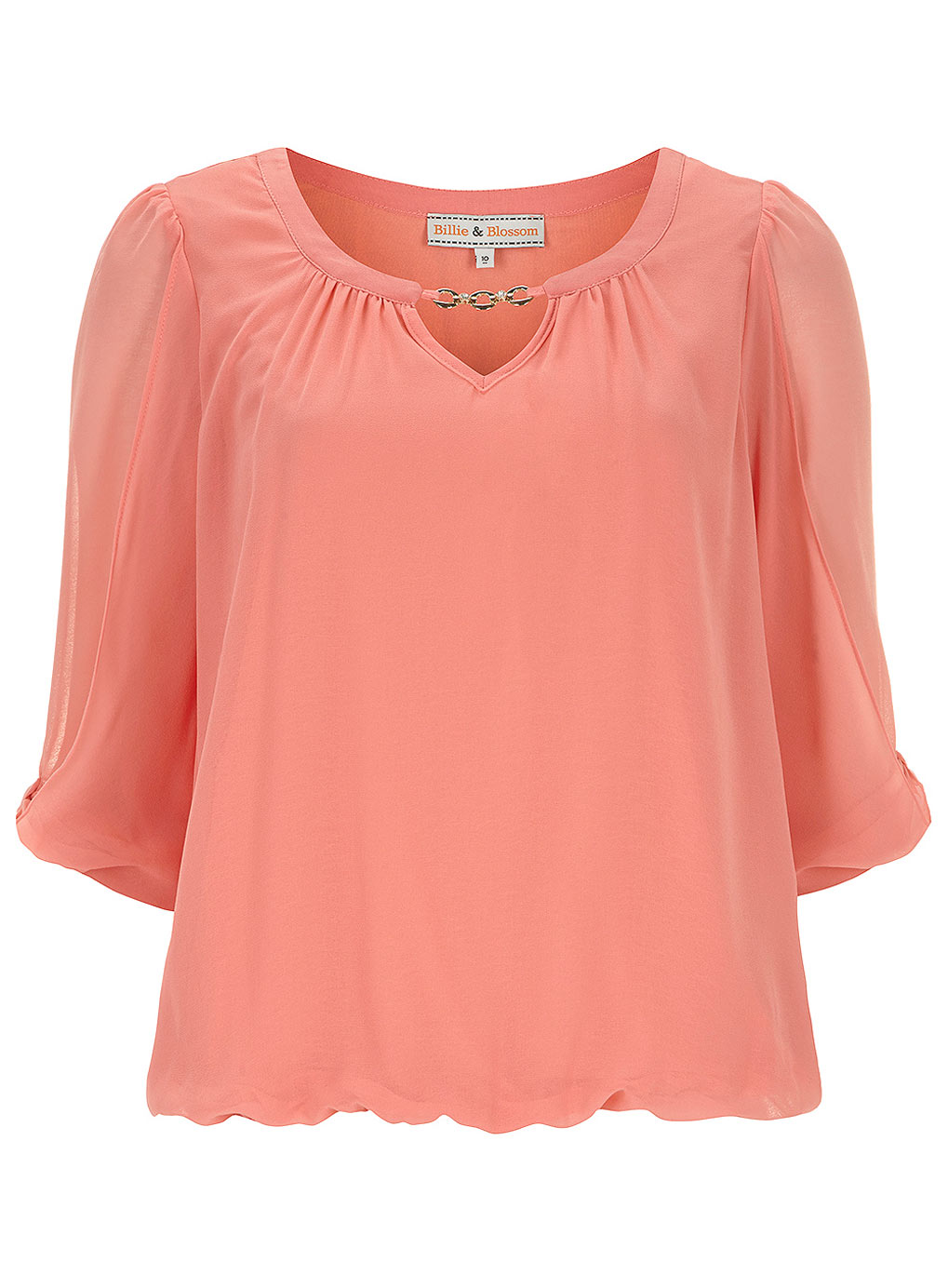 Billie and Blossom Coral gold bar blouse 12273860