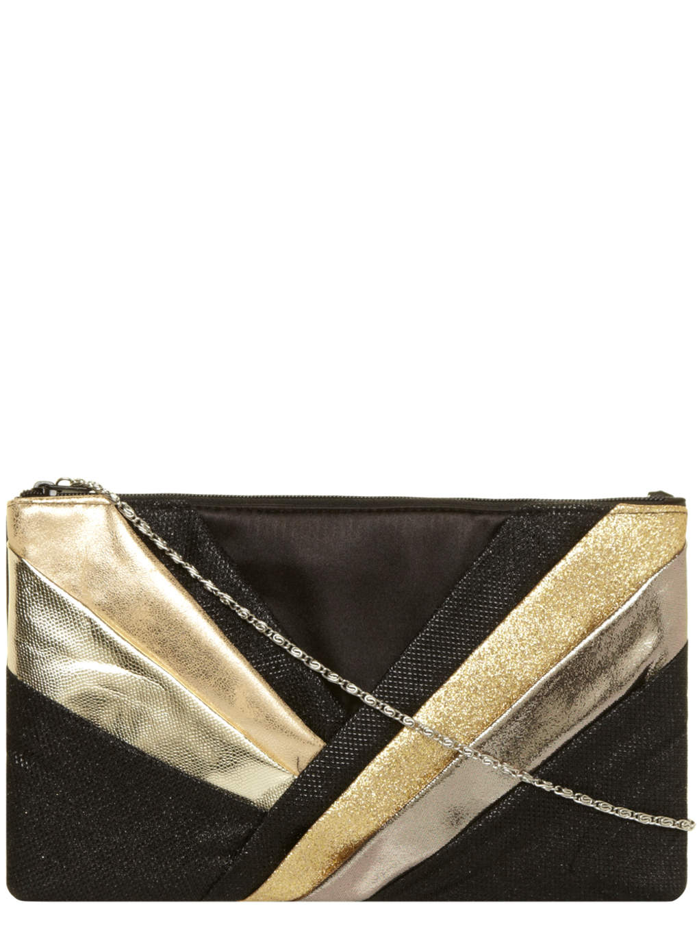 Black and Metallic Layered Clutch Bag 68110001