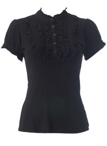 Dorothy Perkins Black bib frill blouse