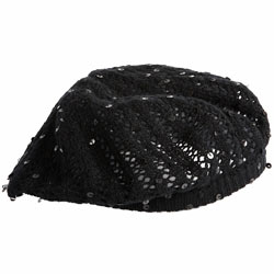 Dorothy Perkins Black crochet sequin beret