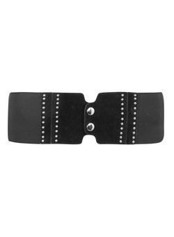 Black double popper waist belt