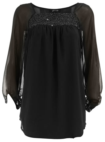 Dorothy Perkins Black embellished yoke blouse DP89000037