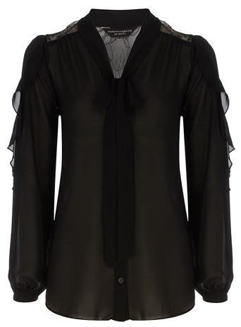 Dorothy Perkins Black frill pussybow blouse DP05325201