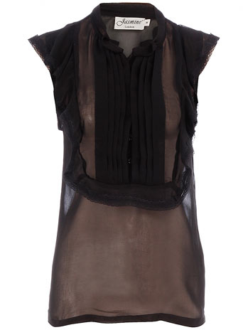 Dorothy Perkins Black frill sheer blouse DP80000079