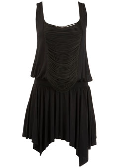 Black fringe drop waist dress