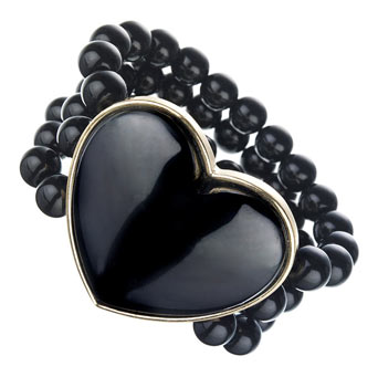Black heart stretch bracelet