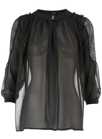 Dorothy Perkins Black lace insert swing blouse DP89000024