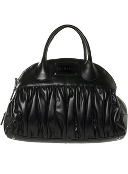 Black large ruffle bowler bag