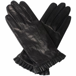 Dorothy Perkins Black leather frill gloves