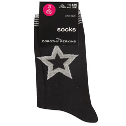 Black/lurex star socks