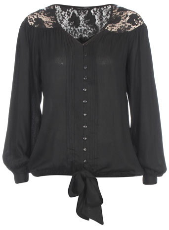 Dorothy Perkins Black pintuck lace blouse DP67141701