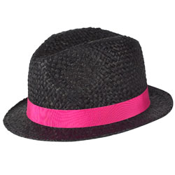Black raffia trilby hat