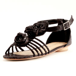 Dorothy Perkins Black snakeprint flower sandal