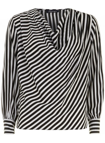 Black stripe cowl neck blouse DP60100370