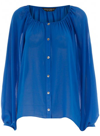 Dorothy Perkins Blue balloon sleeve blouse DP05234019