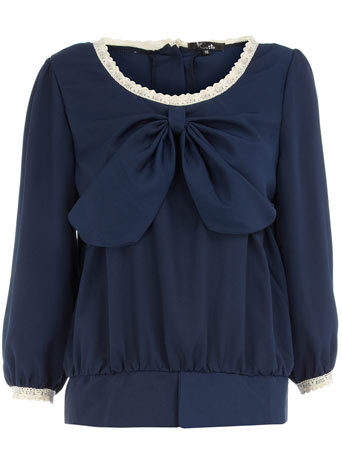 Dorothy Perkins Blue bow detail blouse DP65000404